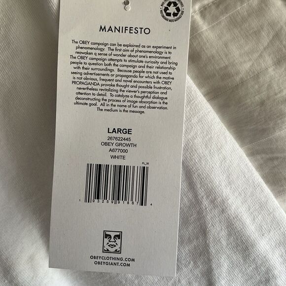 Obey Growth T-shirt Size L NWT White - Picture 4 of 5